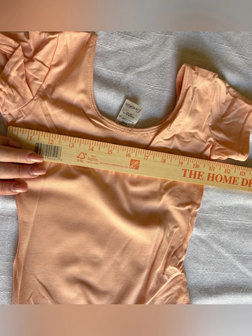 Danskin Peach Short-Sleeve One-Piece Leotard ~ Child’s Medium NEW
